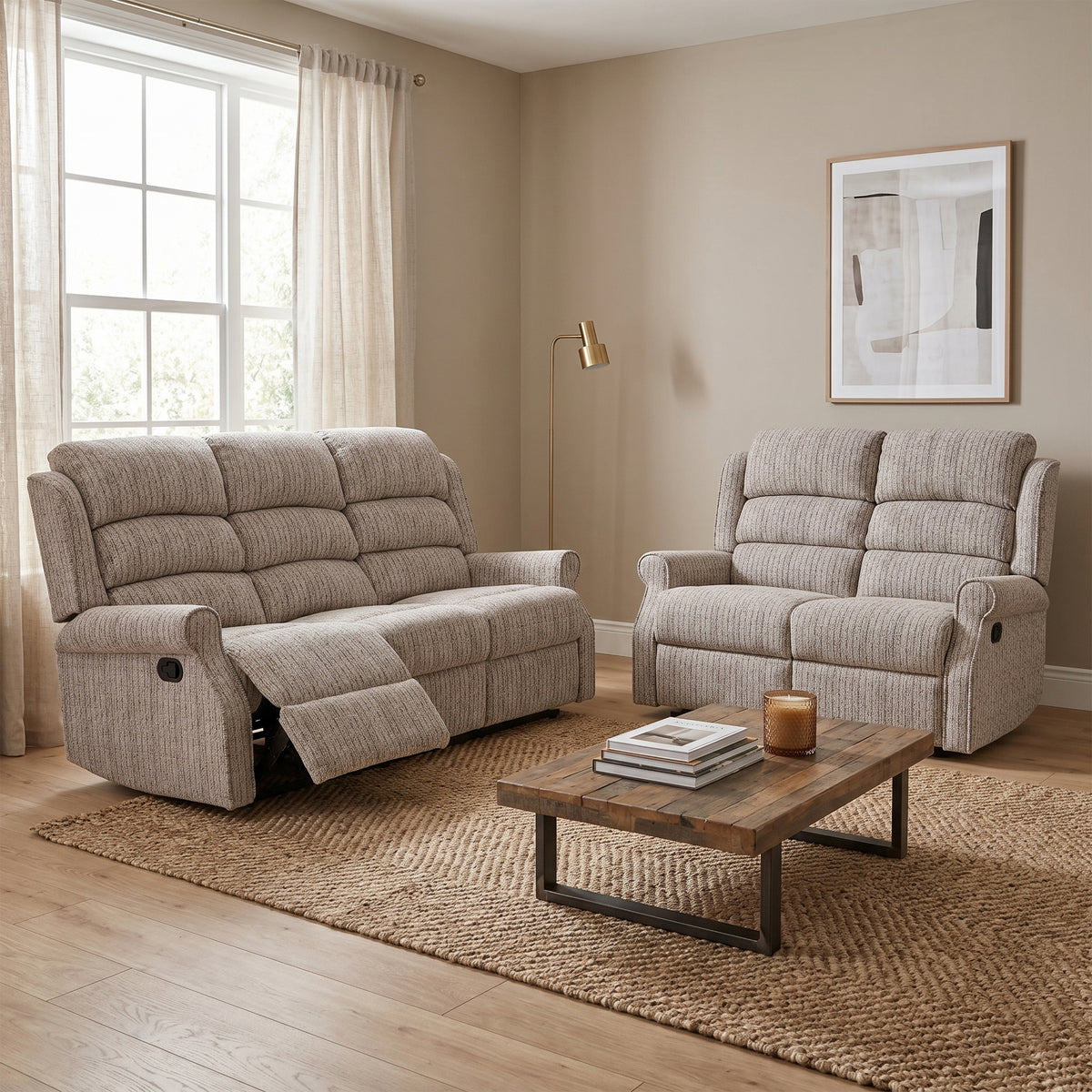 Windsor 3+2 Manual Recliner Set in Natual