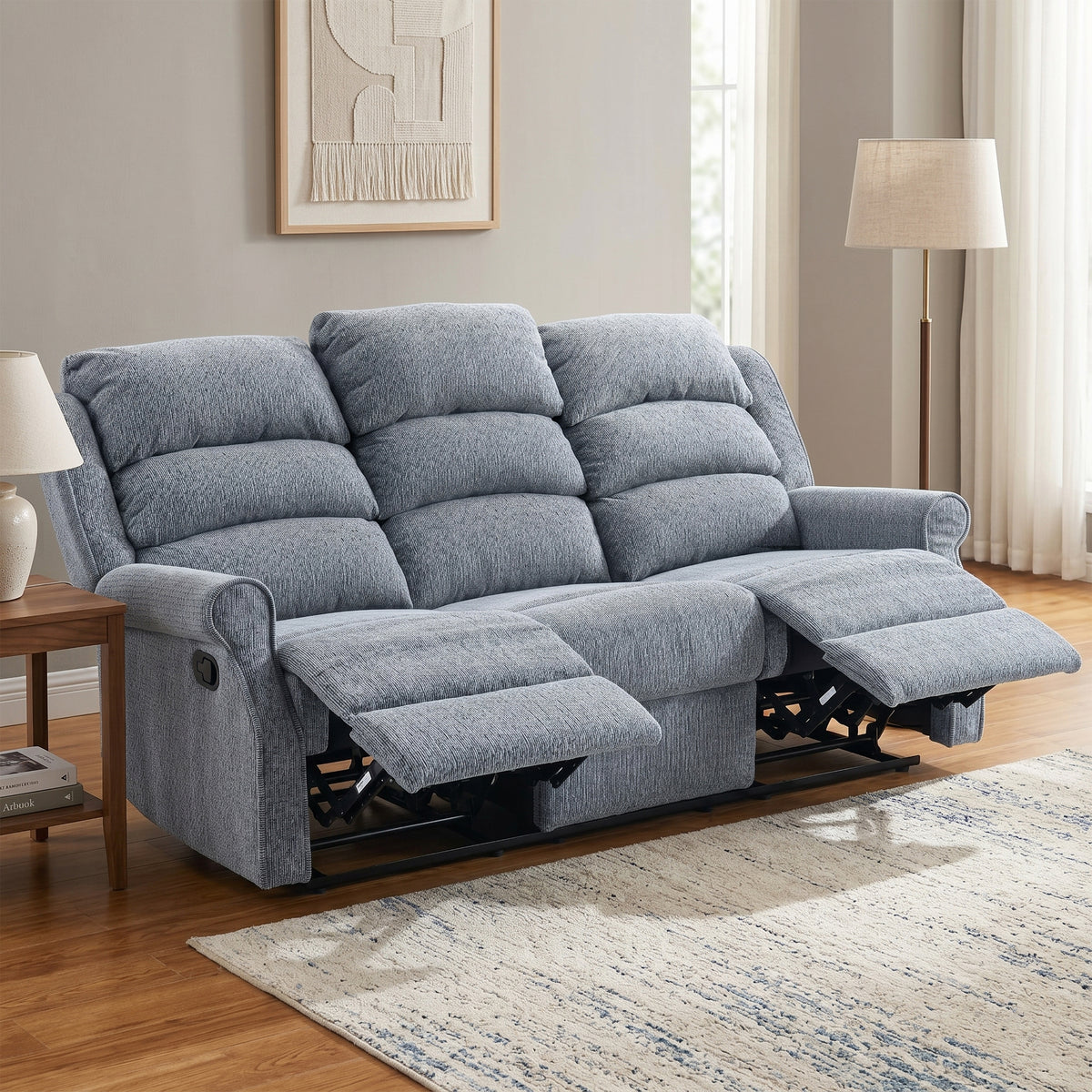 Windsor 3 Seater Manual Recliner in Steel Blue