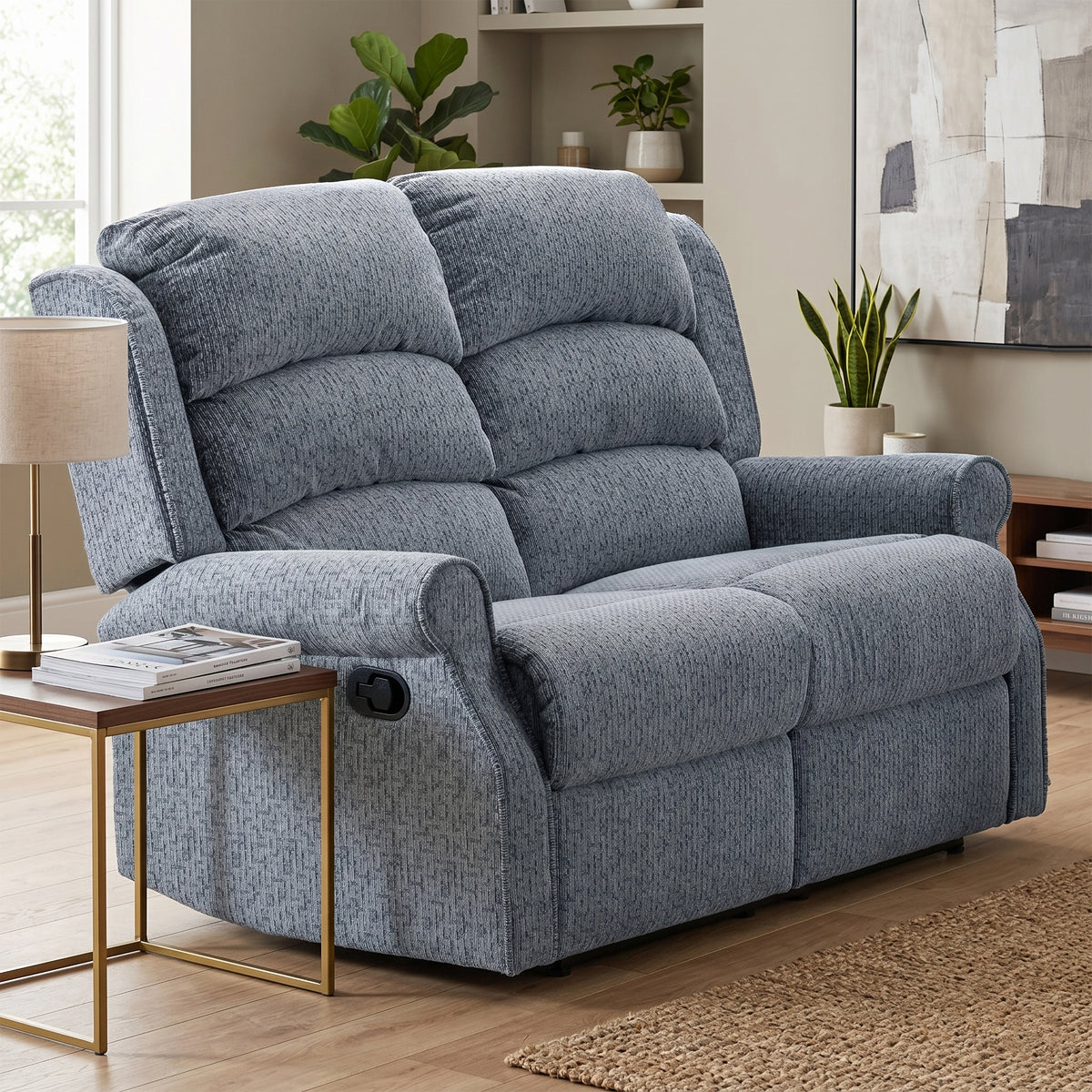 Windsor 2 Seater Manual Recliner In Steel Blue