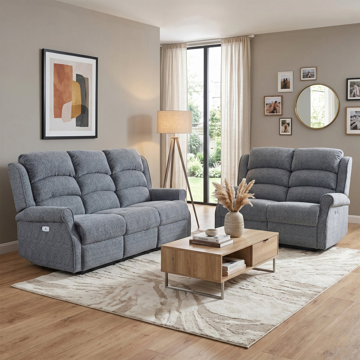 Windsor 3+2 Electric Recliner Set in Steel Blue