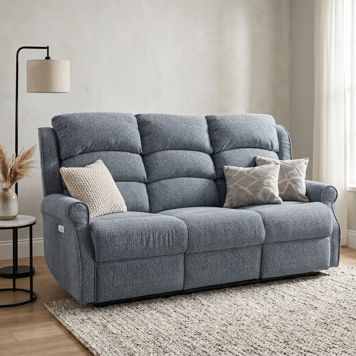 Windsor 3 Seater Electric Recliner in Steel Blue