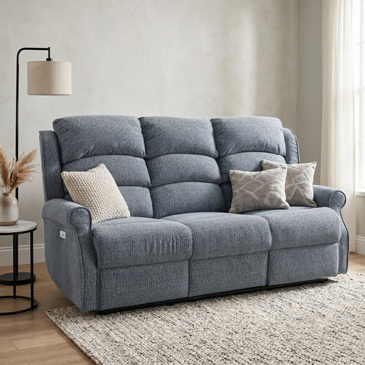 Windsor 3 Seater Electric Recliner in Steel Blue