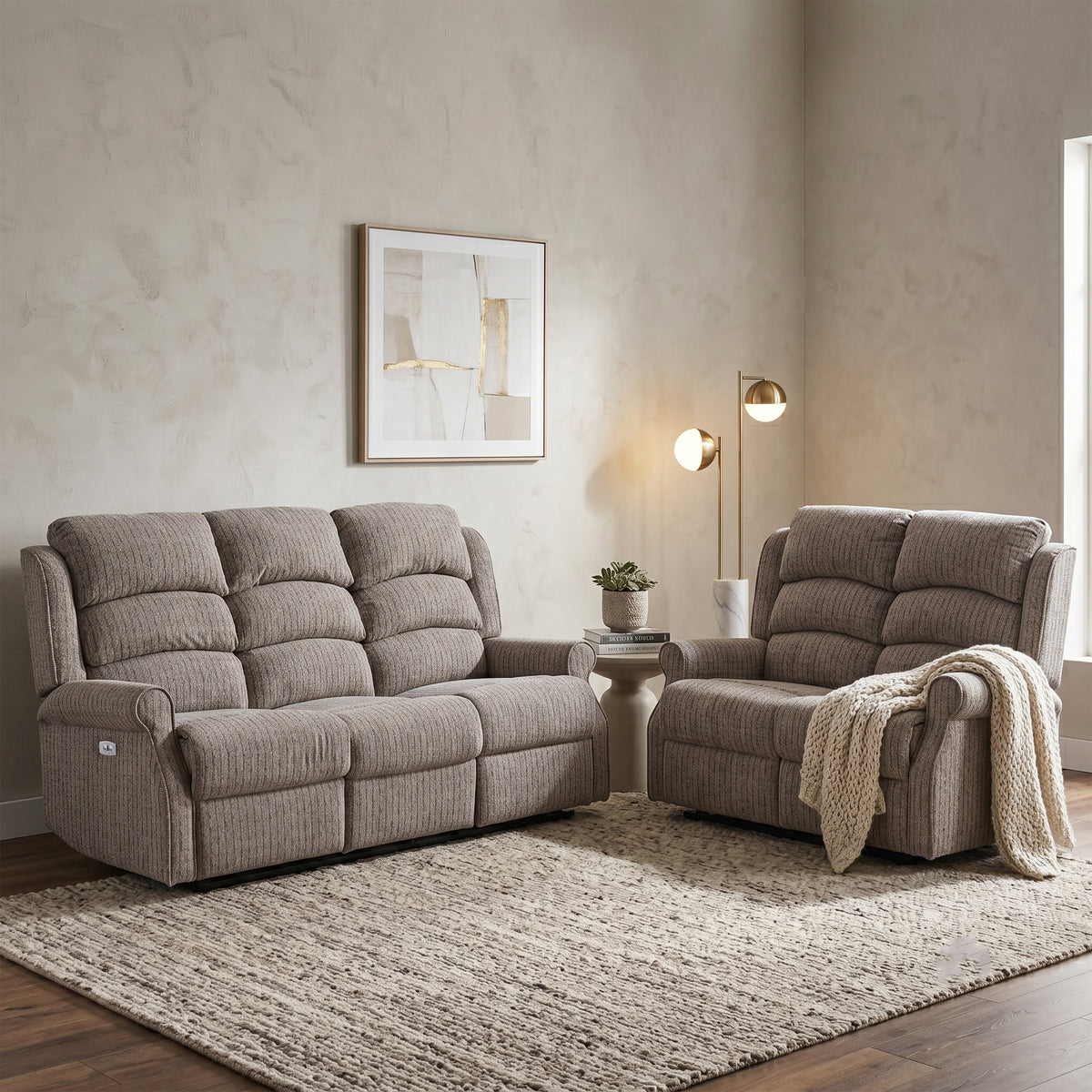Windsor 3+2 Electric Recliner Set in Natual