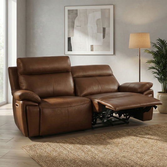 Ashby 3 Seater Sofa Electric Recliner In Tan