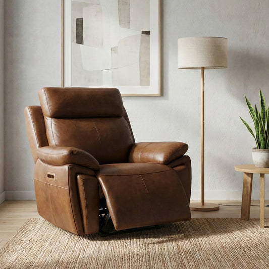 Ashby Armchair Electric Recliner In Tan