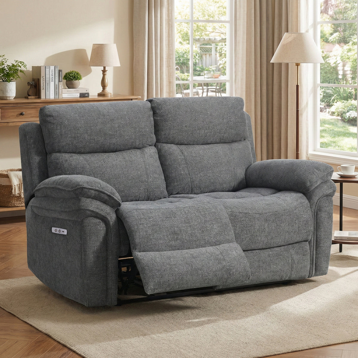 Harrow 2 Seater Electric Recliner In Dark Grey