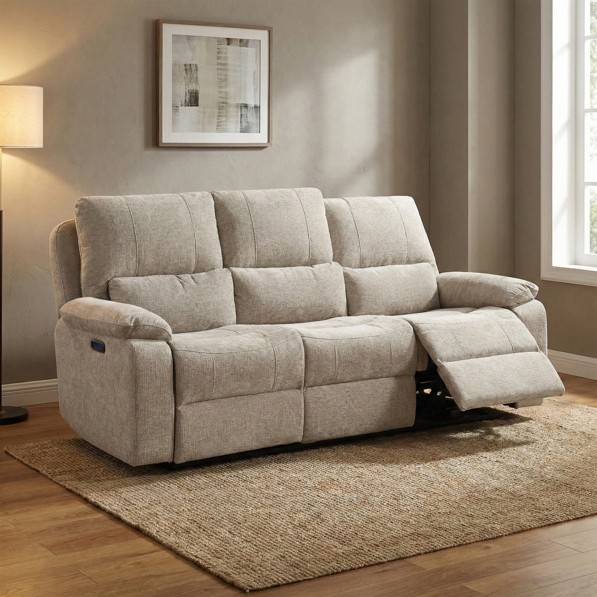 Knightsbridge 3 Seater Electric Recliner In Fossil