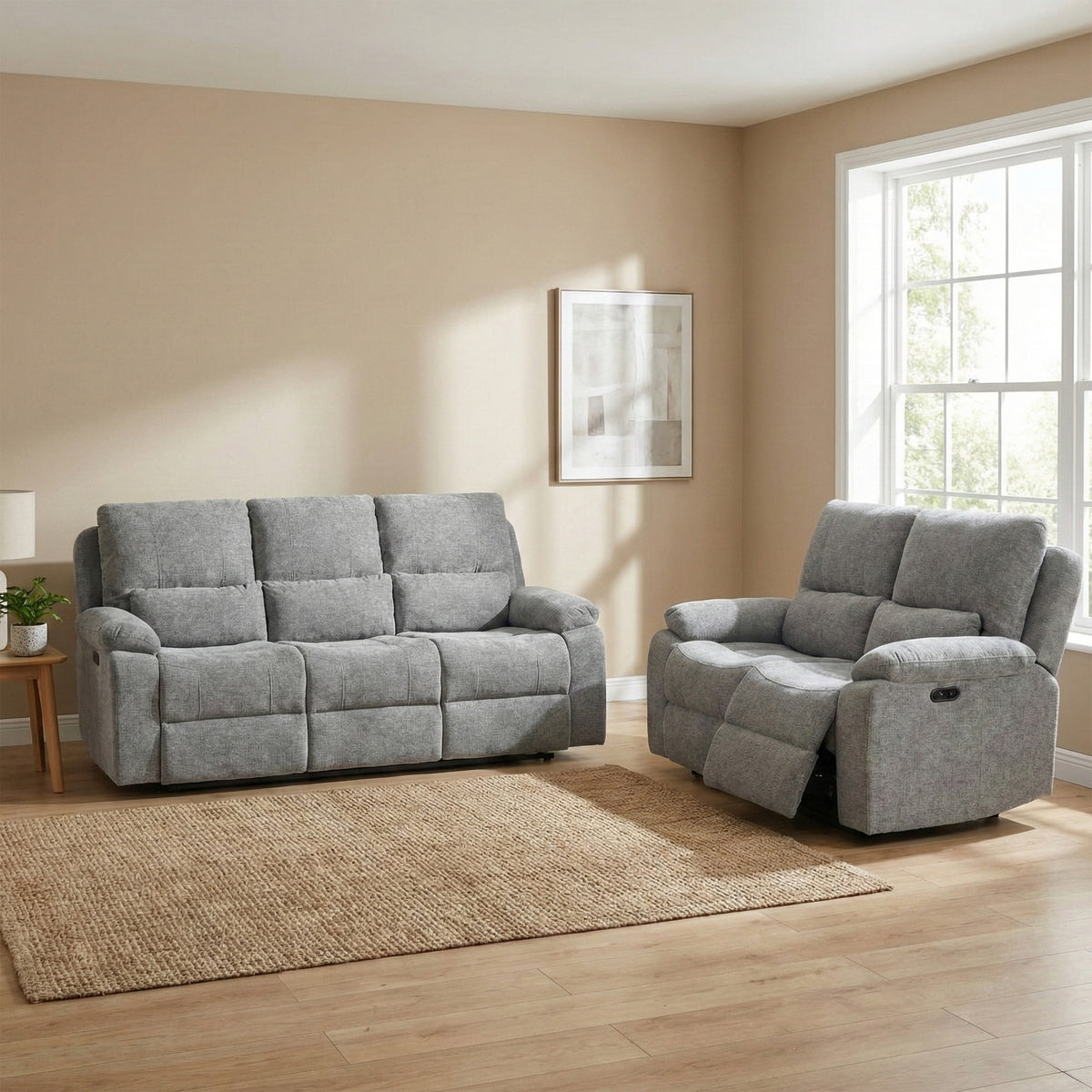 Knightsbridge 3+2 Electric Recliner Set In Granite