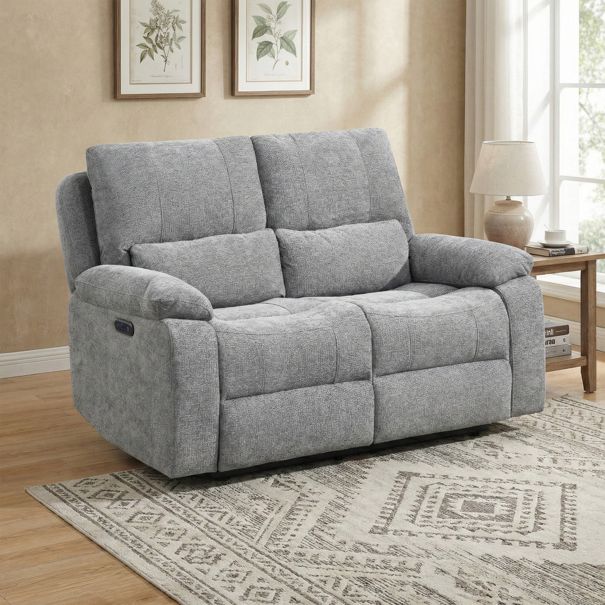 Knightsbridge 2 Seater Electric Recliner In Granite