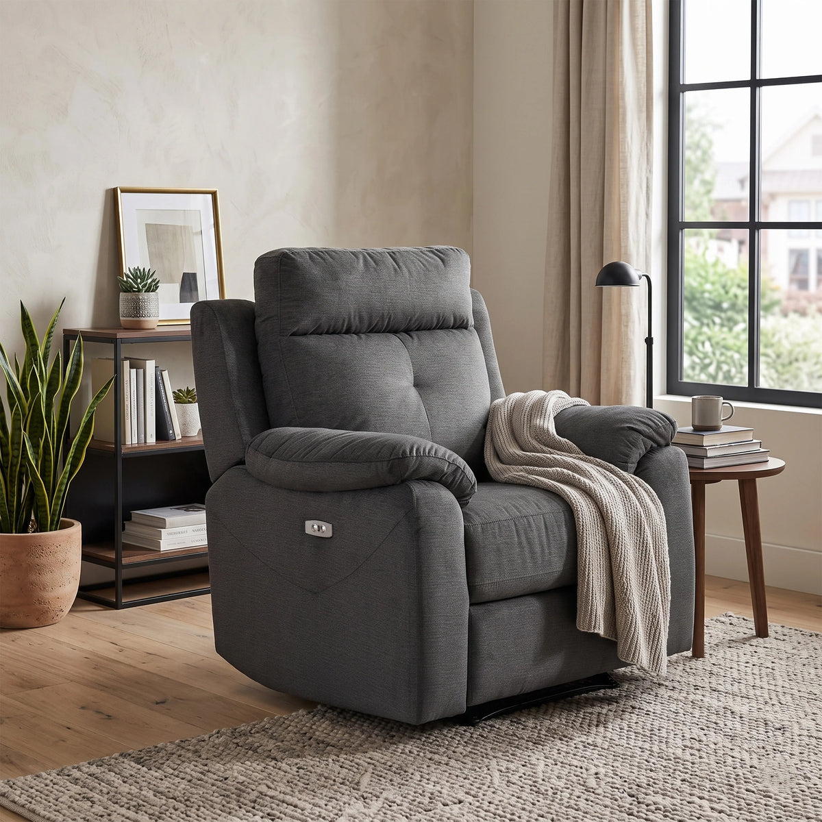 Palermo Electric Recliner Armchair In Anthracite