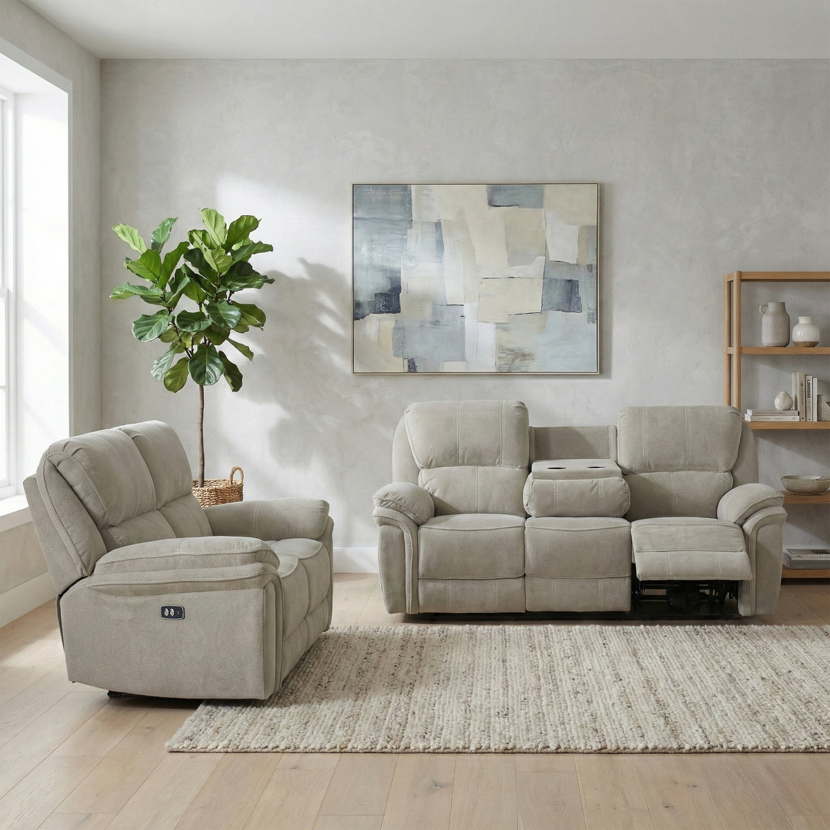 Westbury Fabric 3+2 Seater Electric Recliner Set in Beige