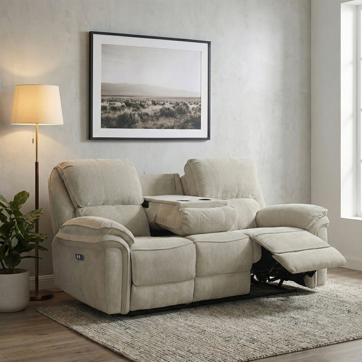 Westbury Fabric 3 Seater Electric Recliner in Beige