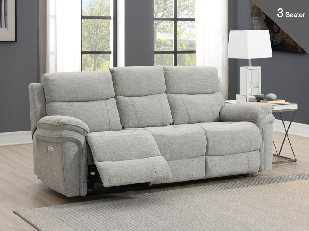 Harrow Power Recliner 3 Seater In Light Grey available at Sofa Emporium Retford