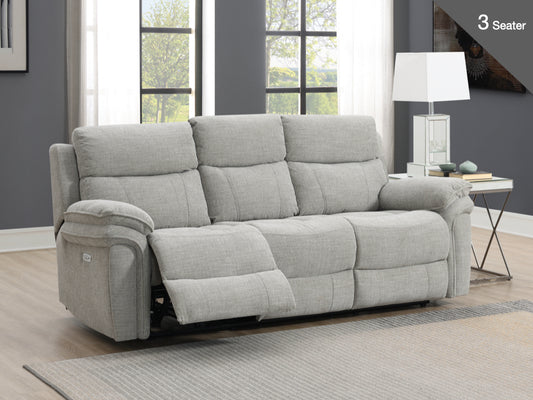 Harrow Power Recliner 3 Seater In Light Grey