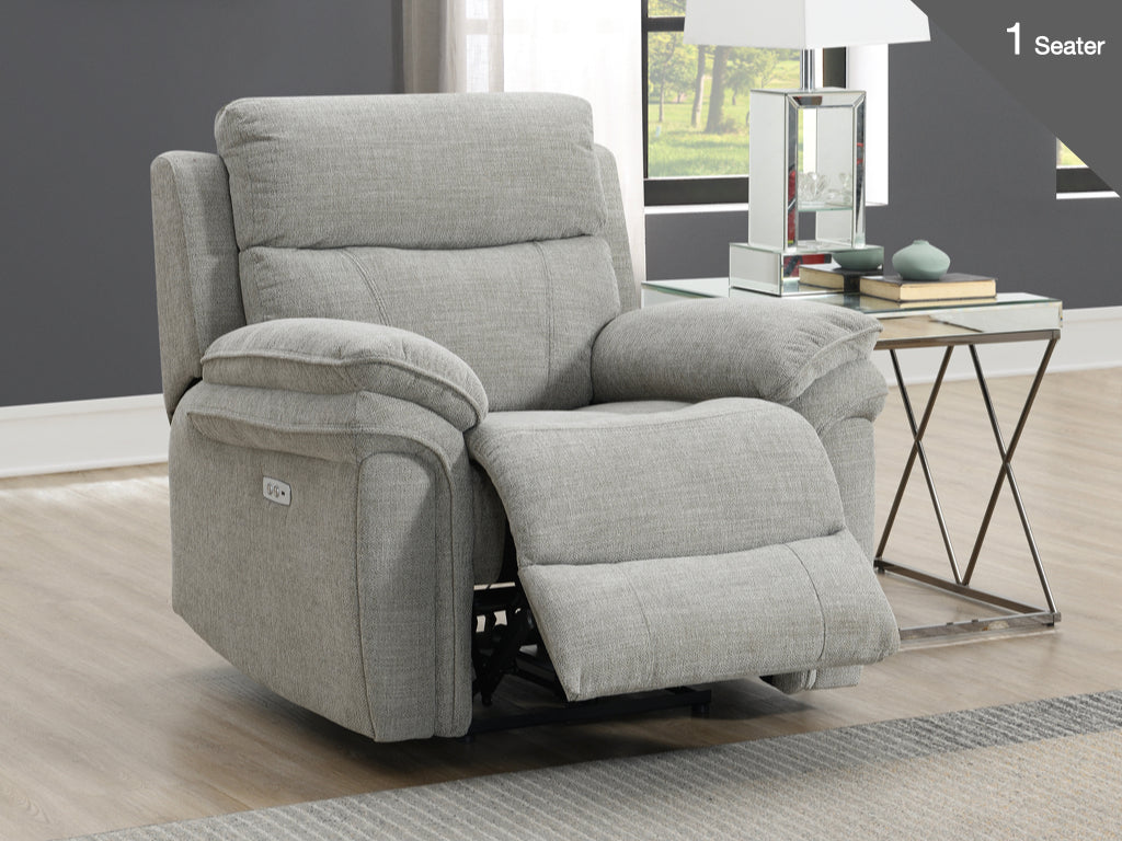 Harrow Power Recliner Arm Chair In Light Grey at Sofa Emporium Retford