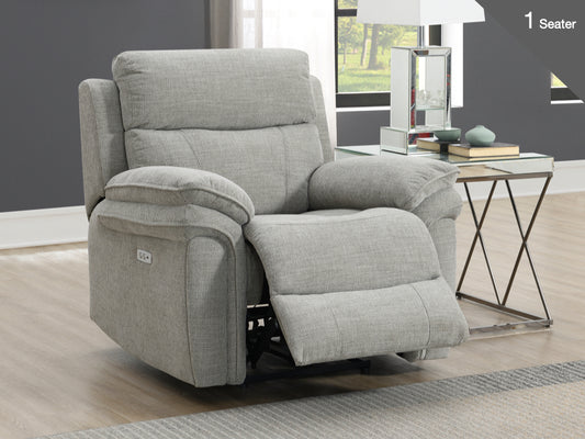 Harrow Power Recliner Arm Chair In Light Grey