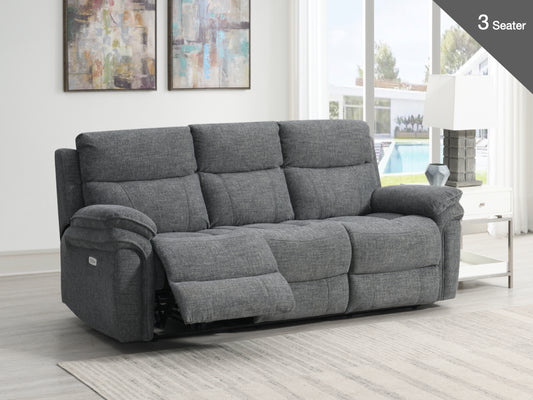 Harrow Power Recliner 3 Seater In Dark Grey