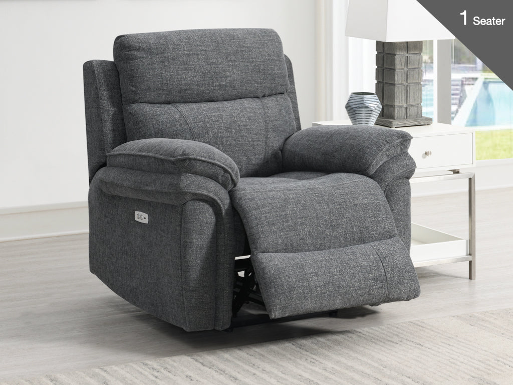 Harrow Power Recliner Arm Chair In Dark Grey available at Sofa Emporium Retford