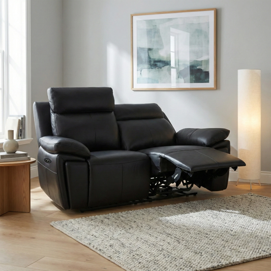 Ashby 2 Seater Power Recliner Sofa In Black