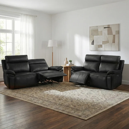 Ashby 3+2 Seater Sofa Set Electric Recliner In Black