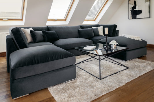 Belgravia U Shape Formal Back Sofa In Black