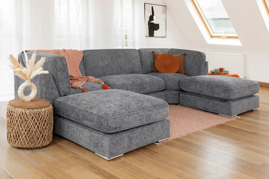 Esme U Shape Formal Back Sofa - Grey