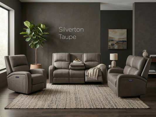 Silverton Fabric 3+2 Seater Set Electric Recliner In Taupe