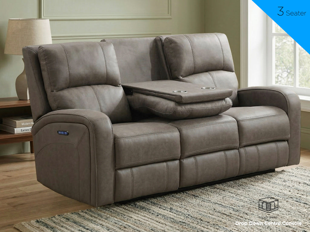 Silverton Fabric 3 Seater Electric Recliner In Taupe