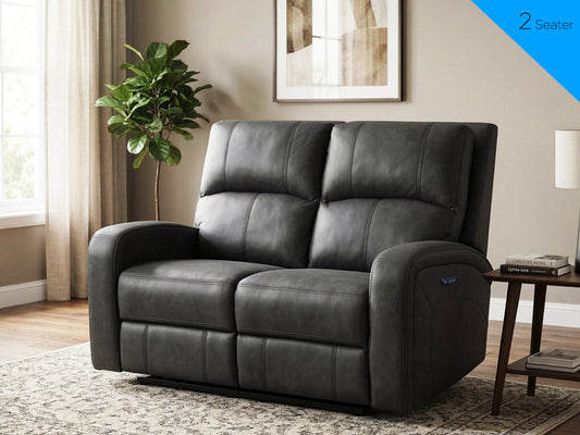Silverton Fabric 2 Seater Electric Recliner In Dark Grey