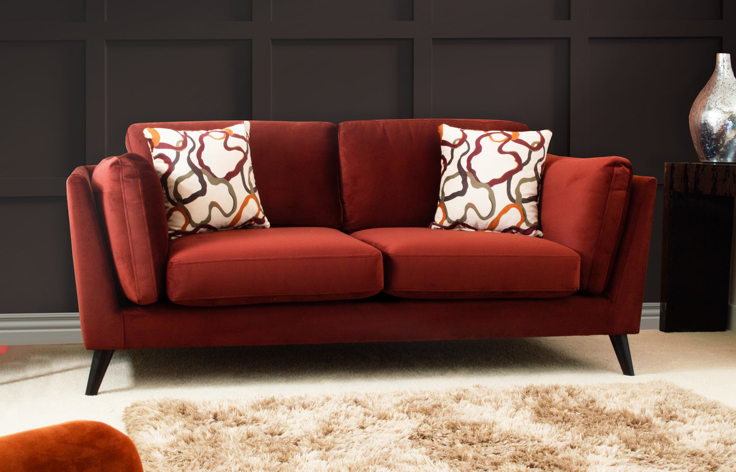 Blake 3 Seater Sofa In Plush Oxblood