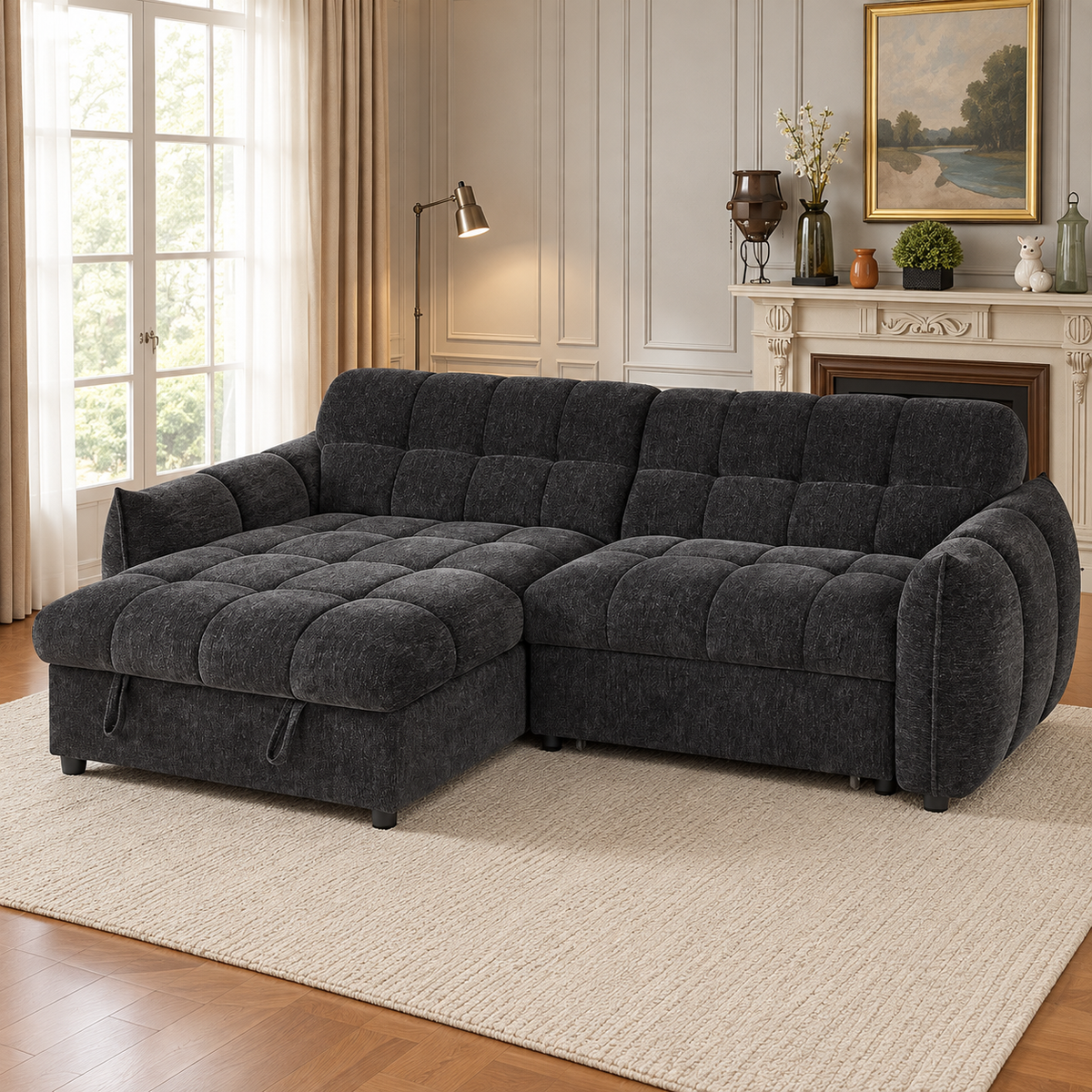 Florida Corner Sofa Bed In Black