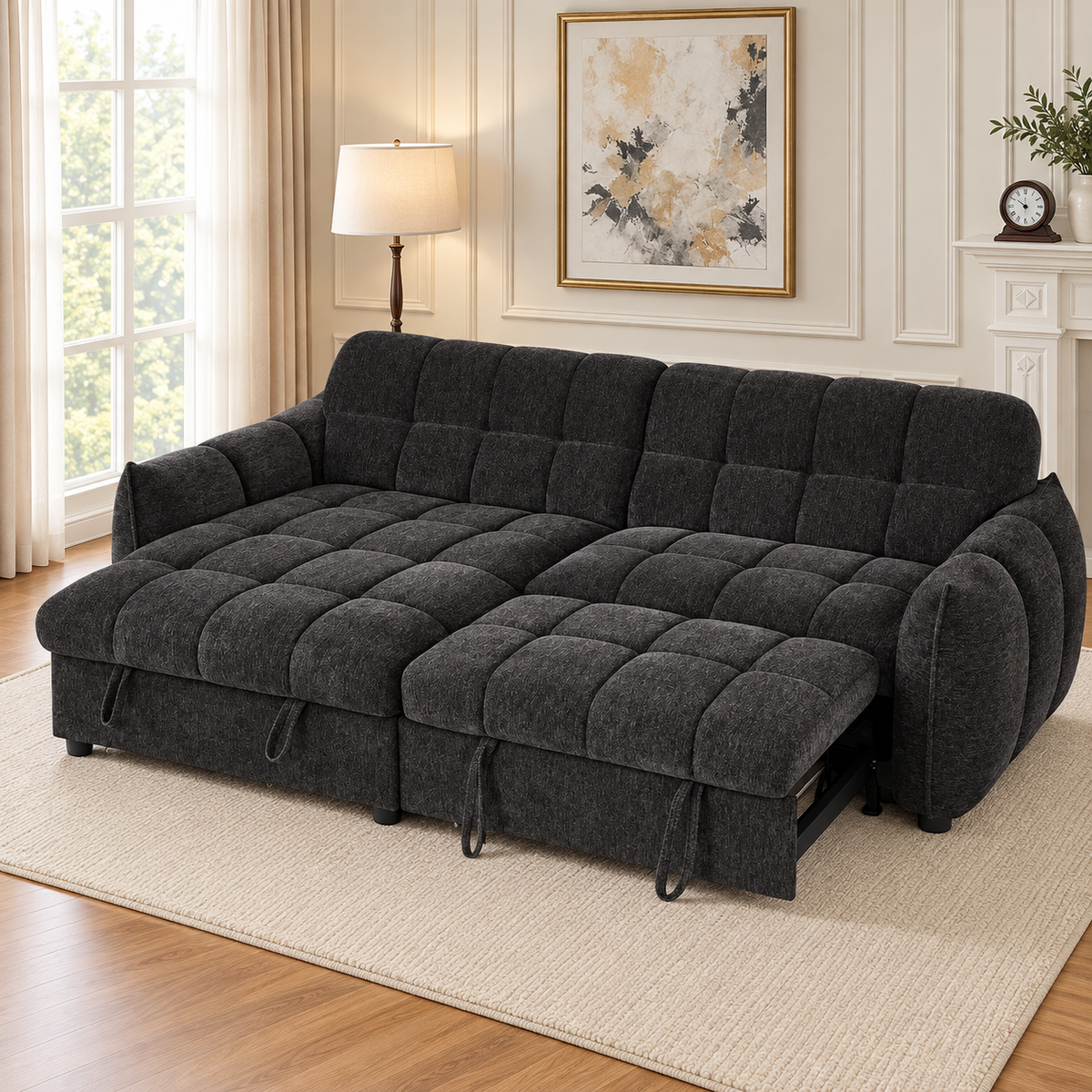 Florida Corner Sofa Bed In Black