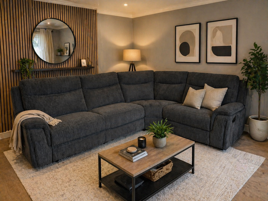 Pittsburgh Power Recliner Universal Corner Sofa In Grey