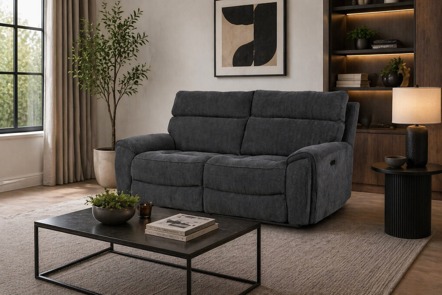 Atlanta 3 Seater Power Recliner In Grey