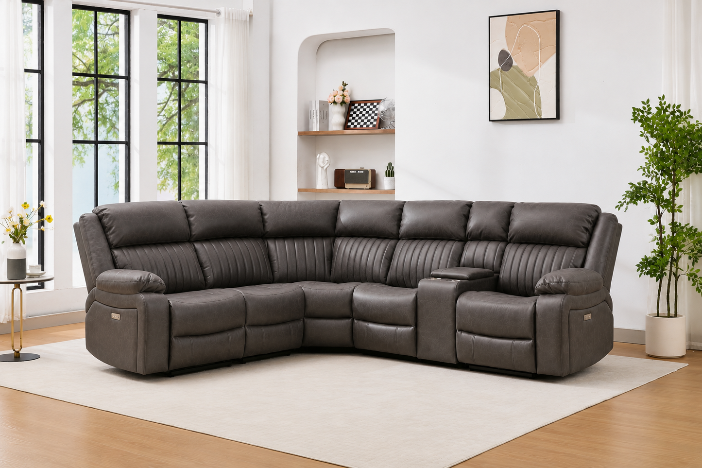 Avalon Tech Electric Recliner Corner Sofa In Charcoal