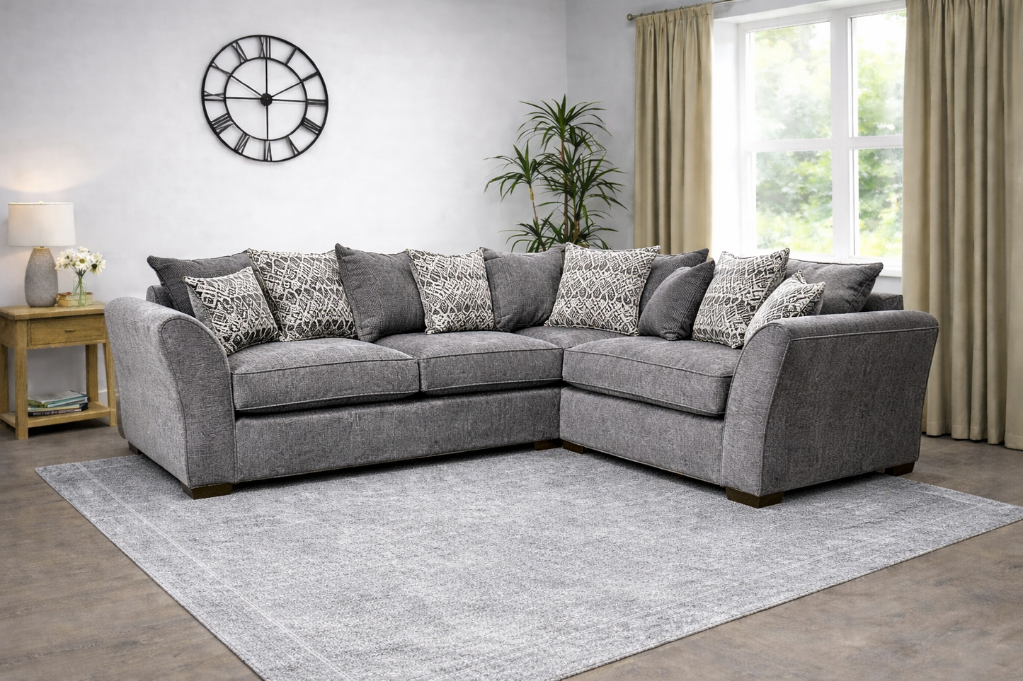 Dorchester 2c1 Pillow Back Corner Sofa In Grey