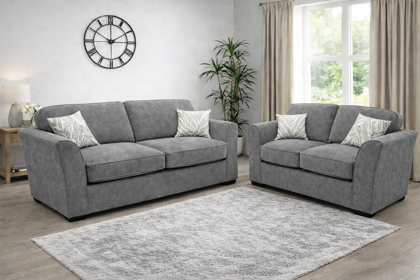 Dorchester 3+2 Seater Sofa Set In Grey available at Sofa Emporium Retford
