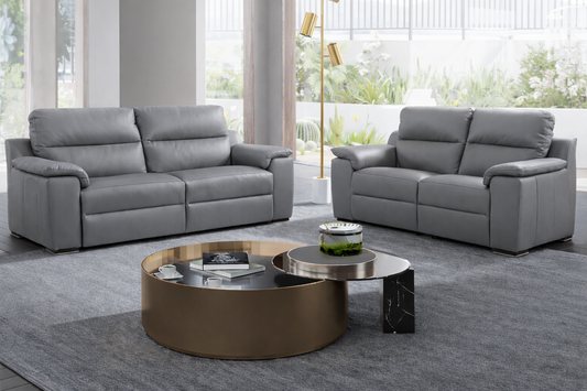 Genoa 3+2 Genuine Italian Leather Sofa Collection In Grey