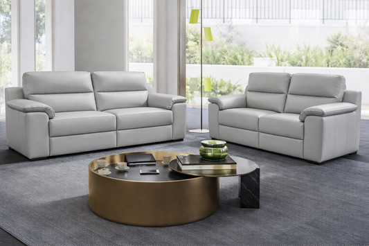 Genoa 3+2 Genuine Italian Leather Sofa Collection In Cream