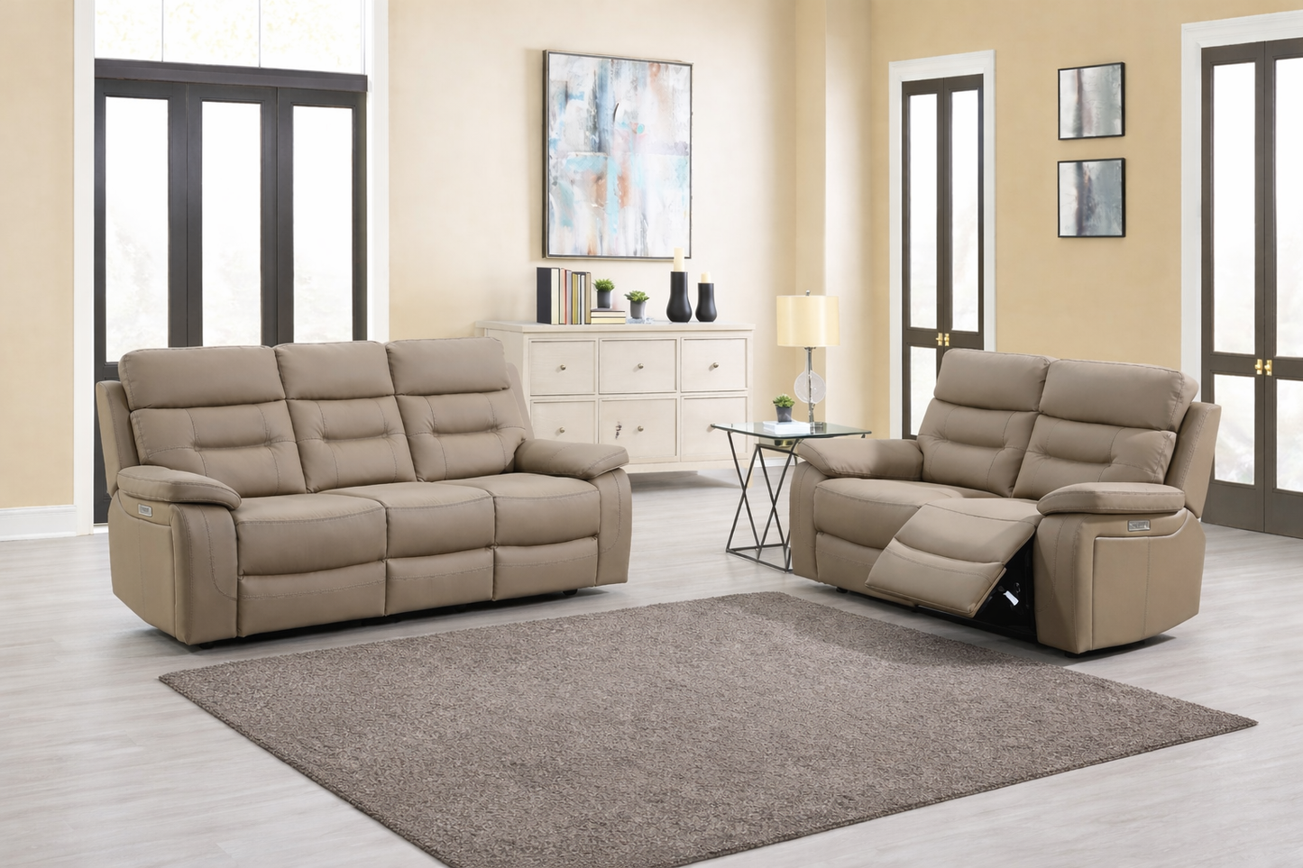 Belgravia 3+2 Seater Power Recliner Sofa In Taupe available at Sofa Emporium Retford