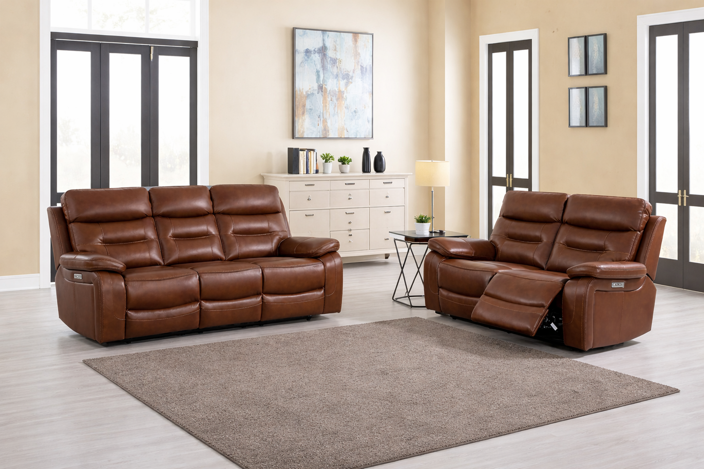 Belgravia 3+2 Seater Power Recliner Sofa In Brown
