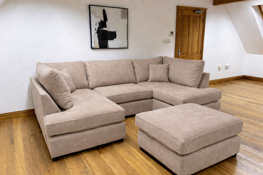 Carnaby U Shape Sofa + Footstool Set In Mink available at Sofa Emporium Retford