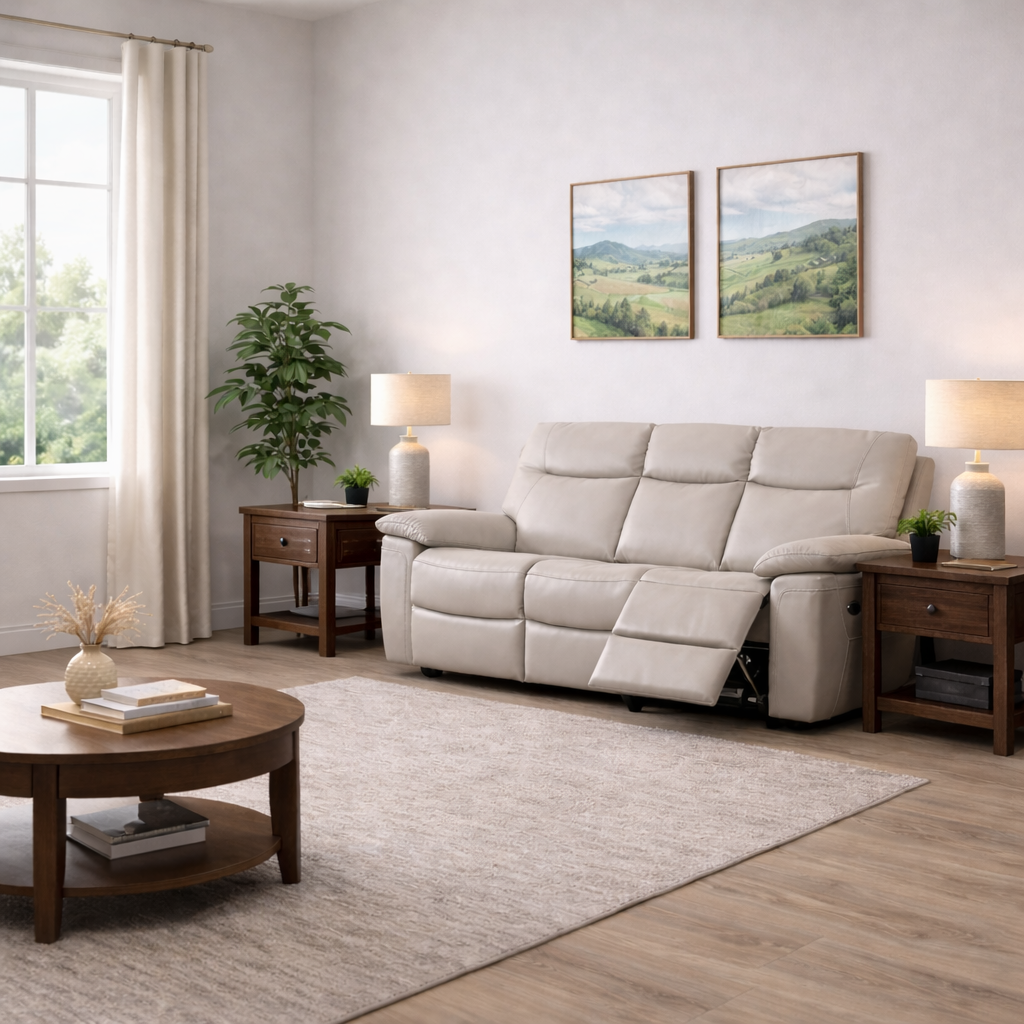 Lucia Leather 3 Seater Power Recliner In Pearl Grey buy now at Sofa Emporium Retford
