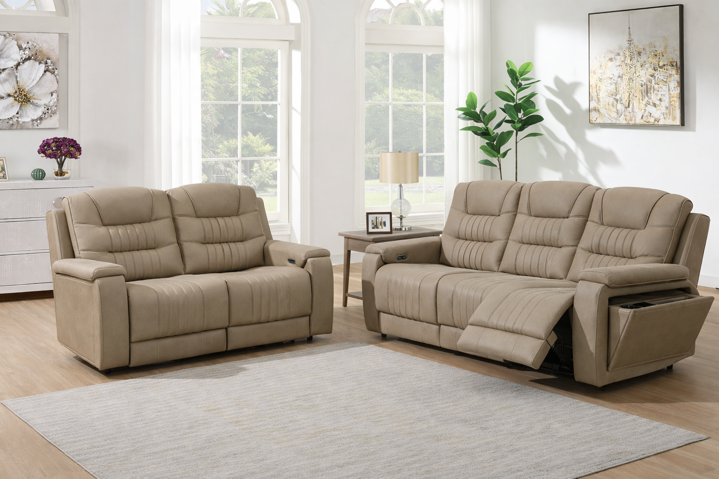 Sloane 3+2 Power Recliner Arm Chair In Stone