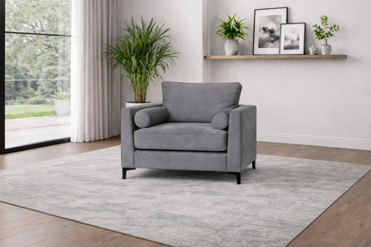 Kyle Love Chair In Grey available at Sofa Emporium Retford