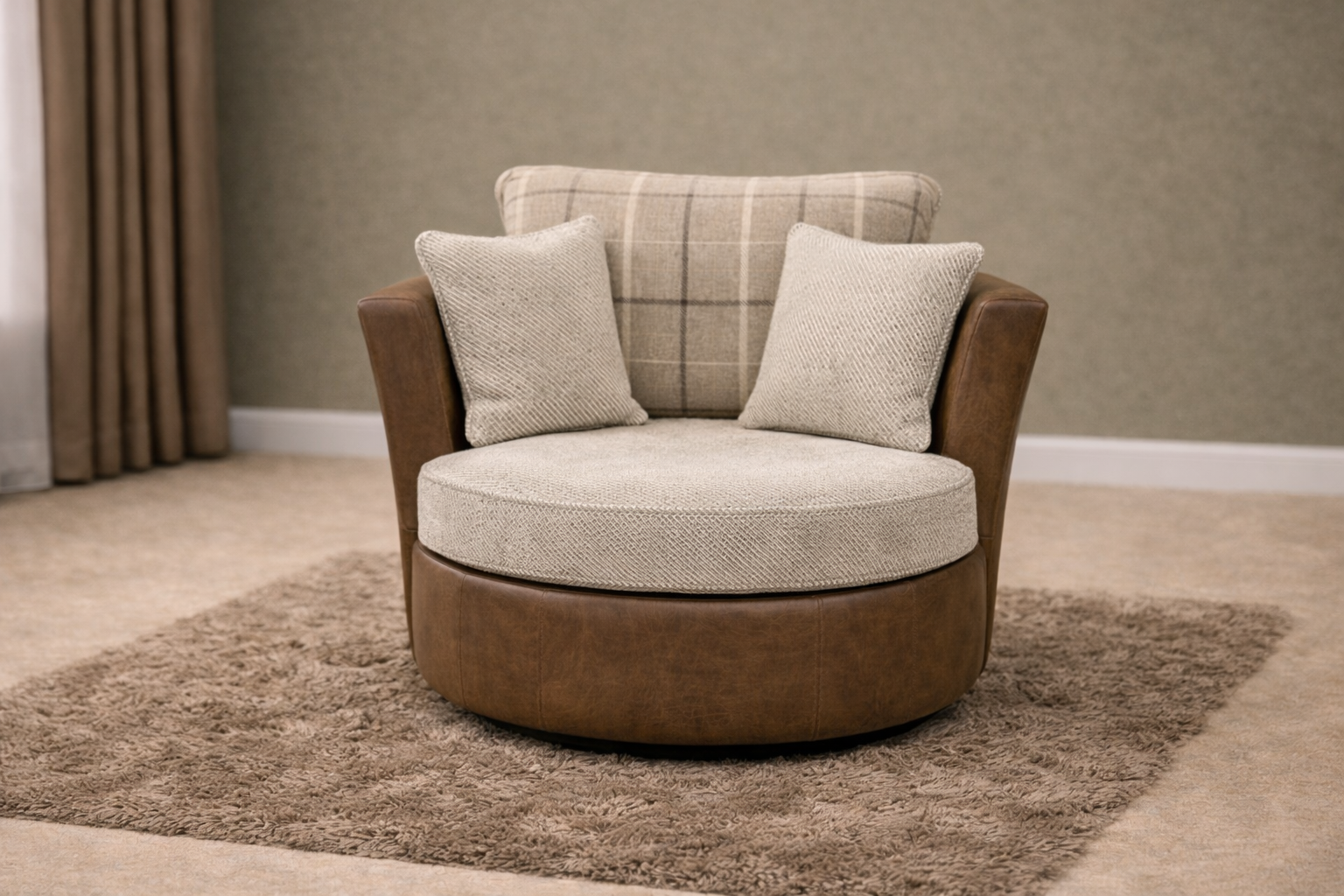 Darwin Swivel Chairs In Sultan Oatmeal at Sofa Emporium Retford