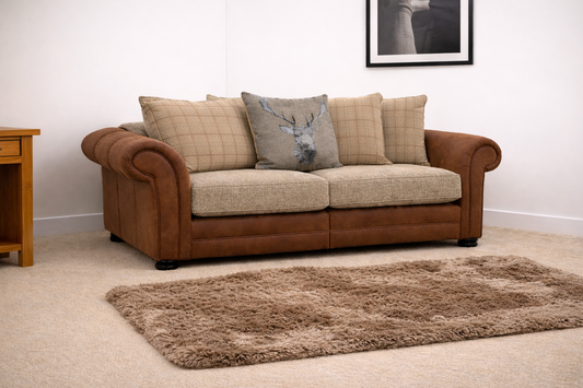Darwin 3 Seater Sofa In Sultan Oatmeal - Pillow/Formal Back