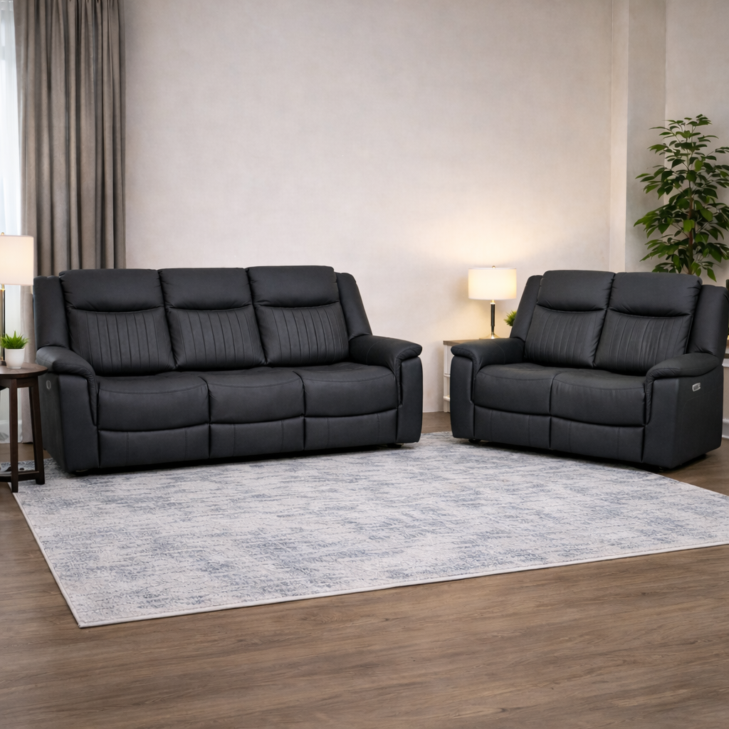 Lotus Tech 3+2 Seater Power Recliner In Charcoal