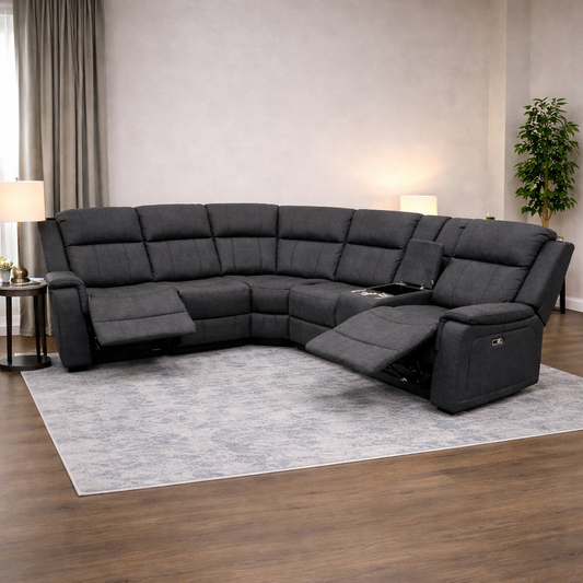 Lotus Tech Corner Power Recliner In Charcoal