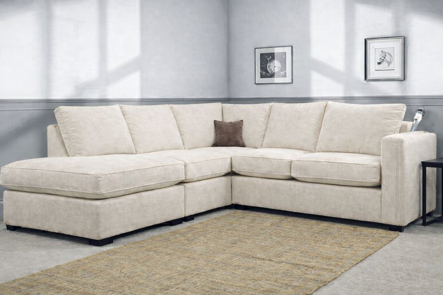 Ivy Left Hand Chaise Corner Sofa In Cream available at Sofa Emporium Retford